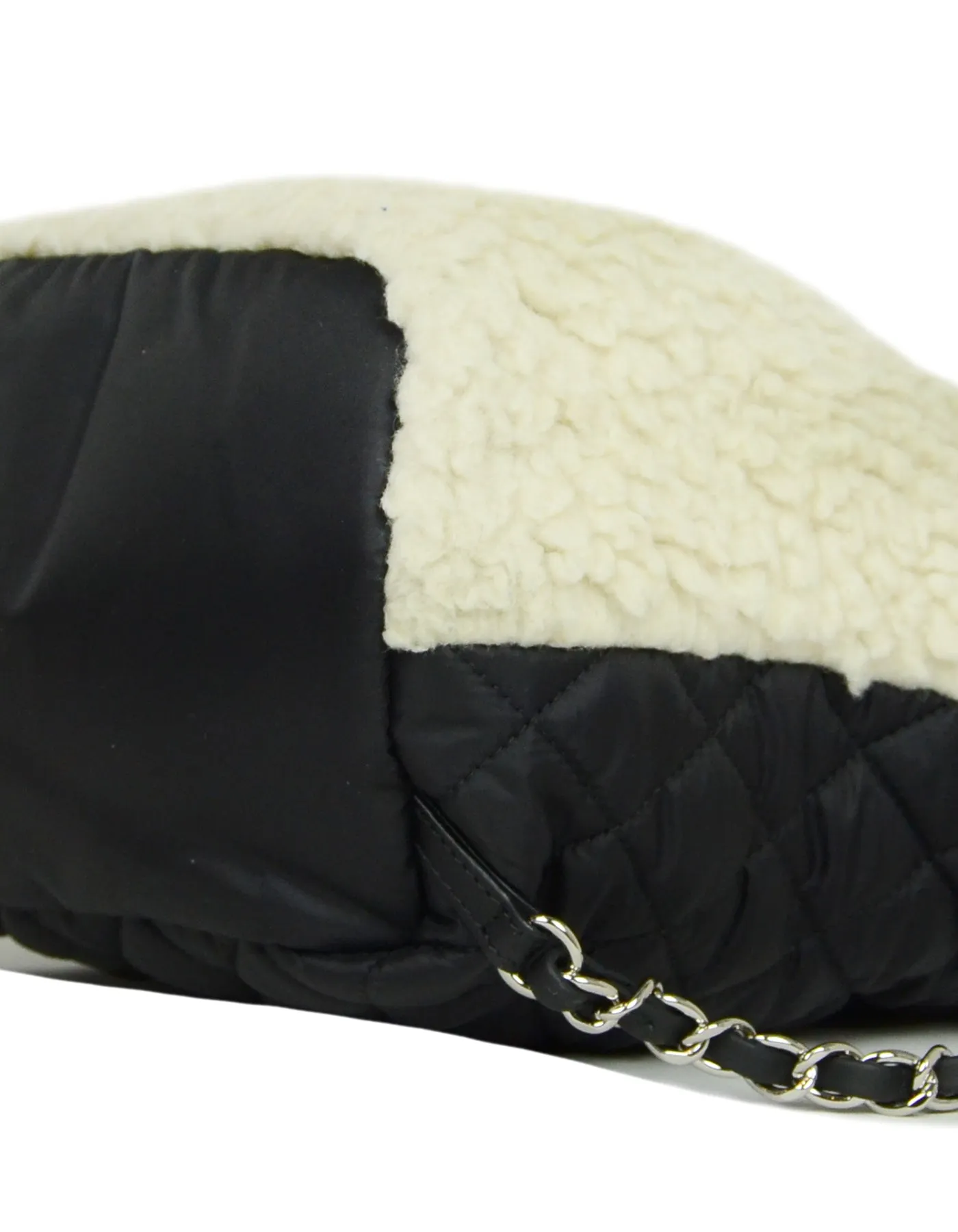 Chanel Black/Ecru Nylon & Shearling Coco Neige Backpack