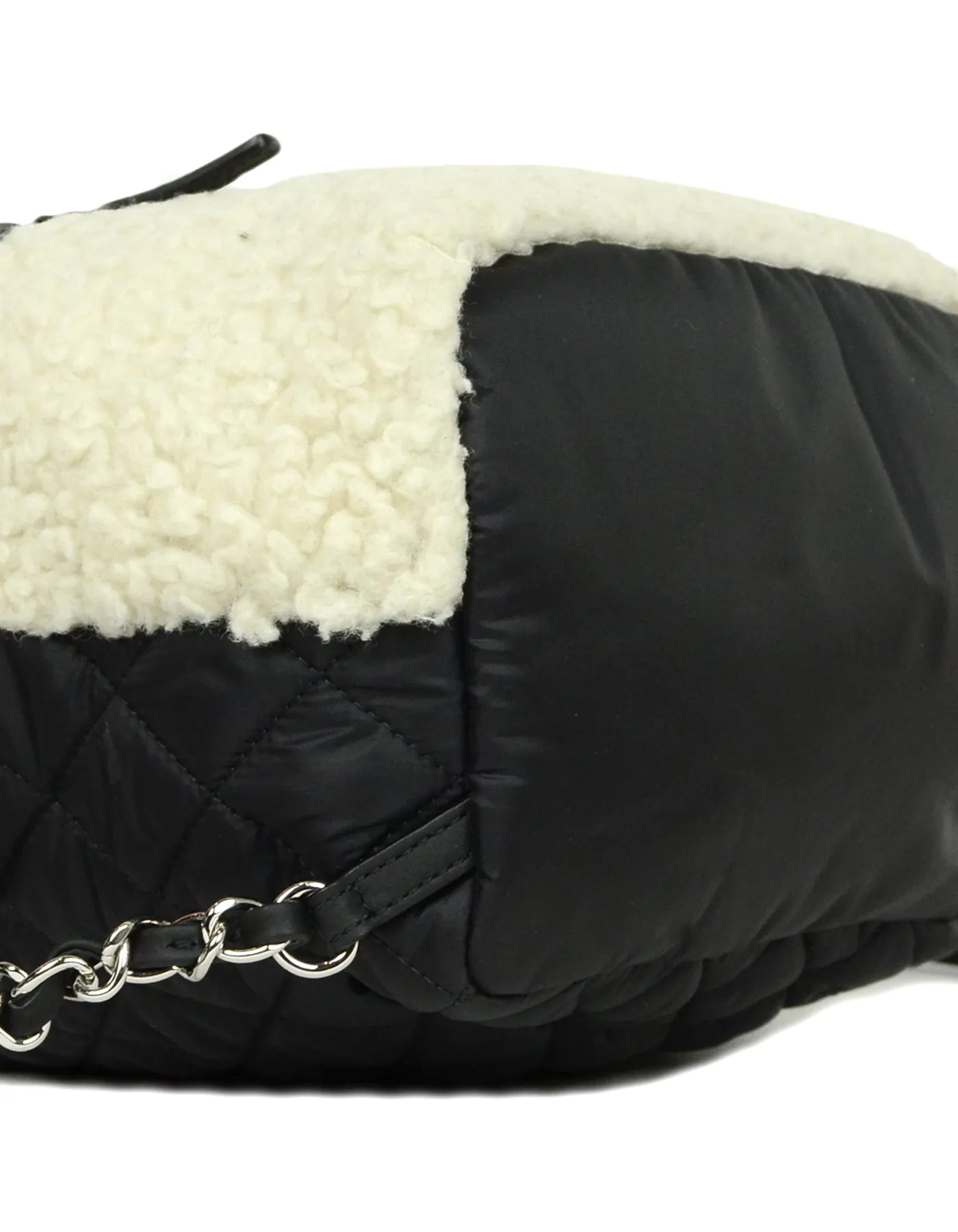 Chanel Black/Ecru Nylon & Shearling Coco Neige Backpack