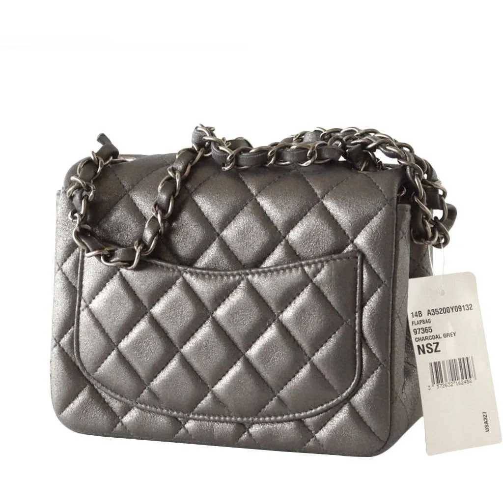 Chanel Mini Square Flap Bag Charcoal Gray