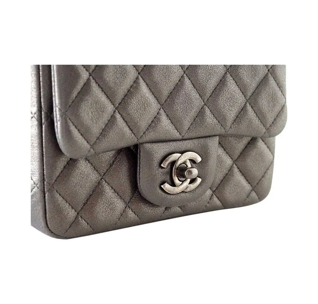 Chanel Mini Square Flap Bag Charcoal Gray
