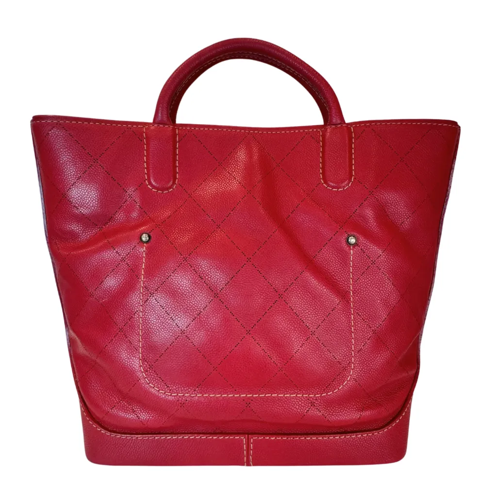 Chanel Red Tote with Ruthenium Hardware