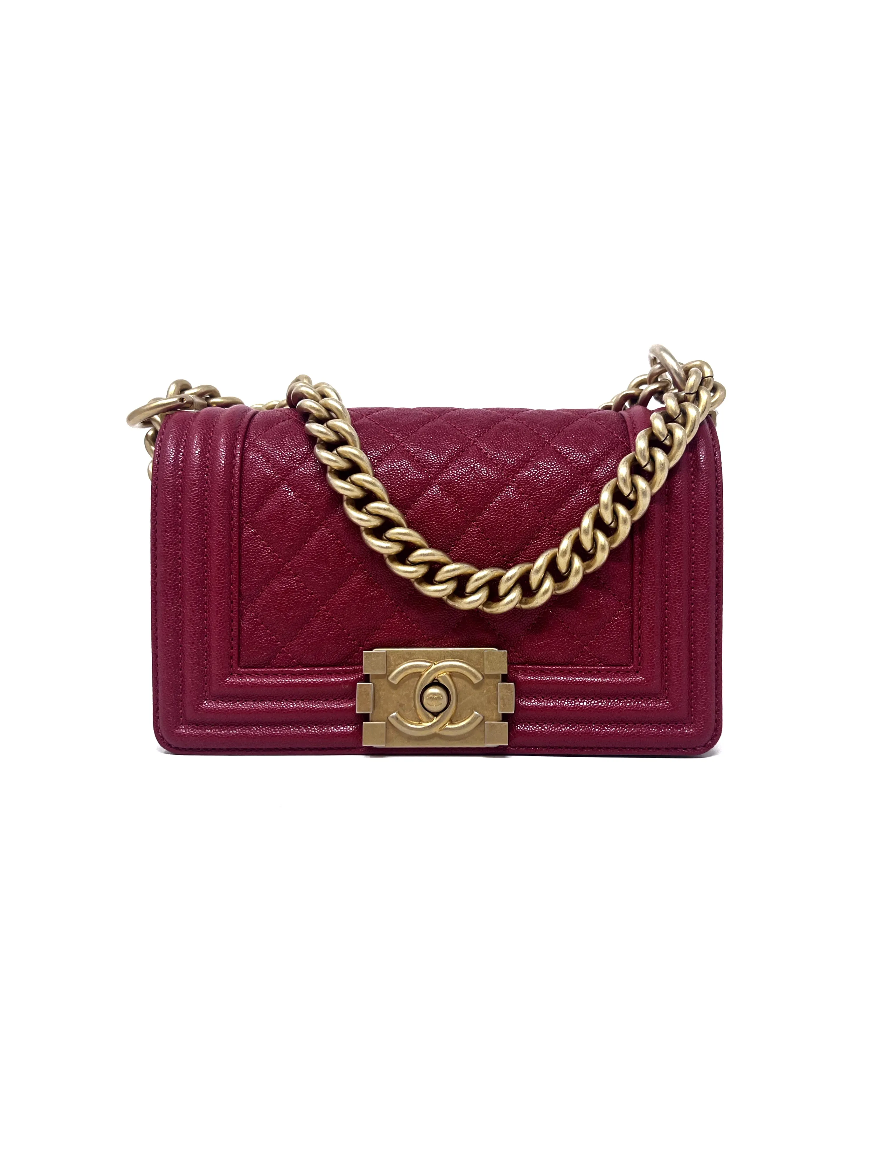Chanel Red/Gold'19 SM Caviar Quilted 'Boy Bag'