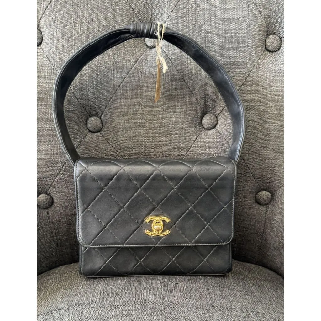 CHANEL Vintage Matelasse Coco Mark Square Vanity Mini Handbag