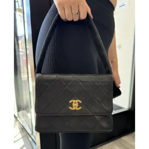 CHANEL Vintage Matelasse Coco Mark Square Vanity Mini Handbag