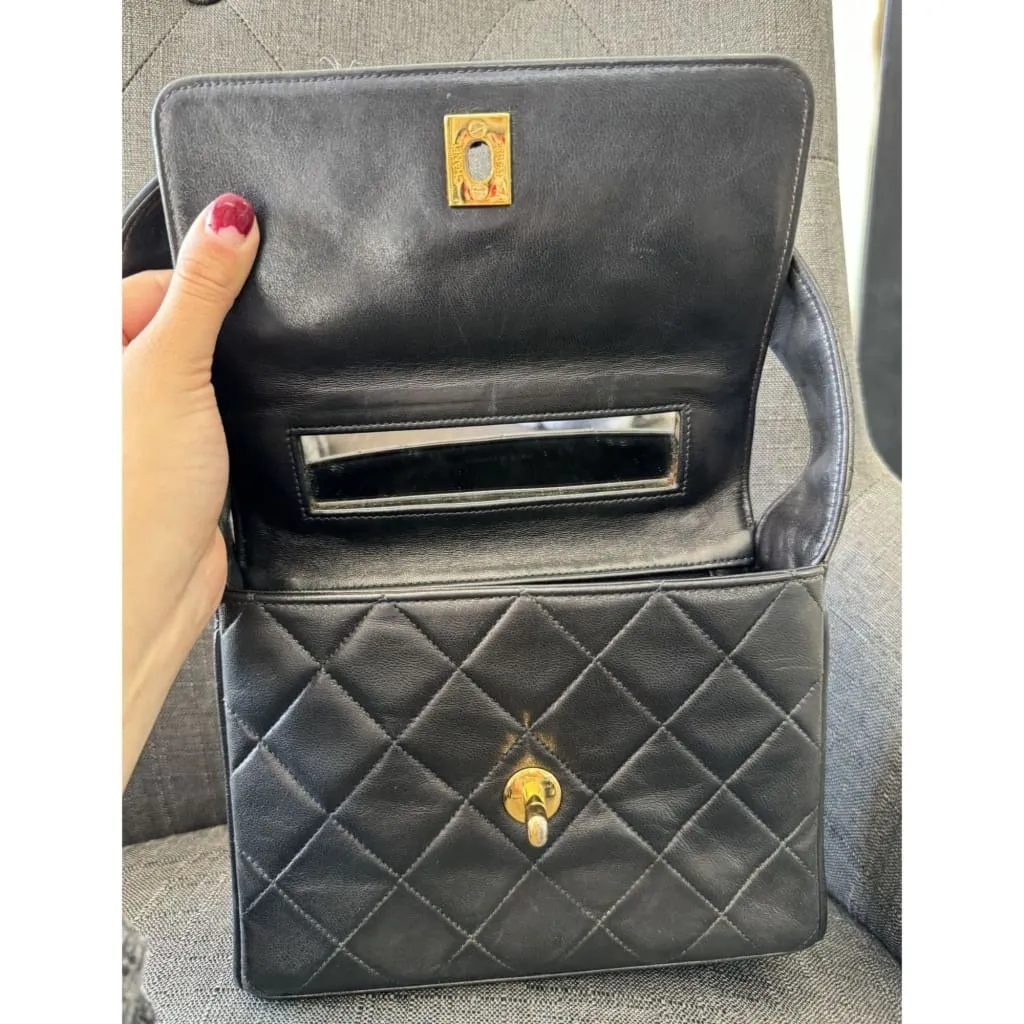 CHANEL Vintage Matelasse Coco Mark Square Vanity Mini Handbag
