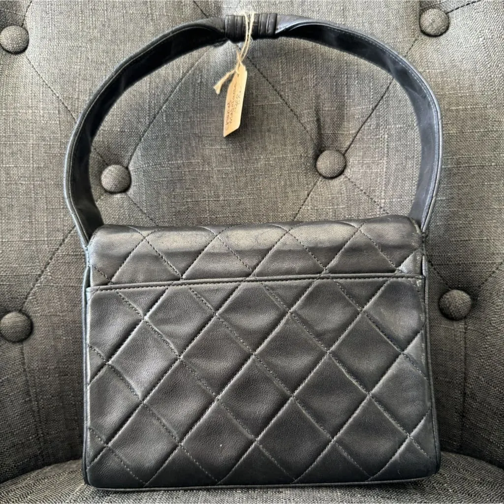 CHANEL Vintage Matelasse Coco Mark Square Vanity Mini Handbag