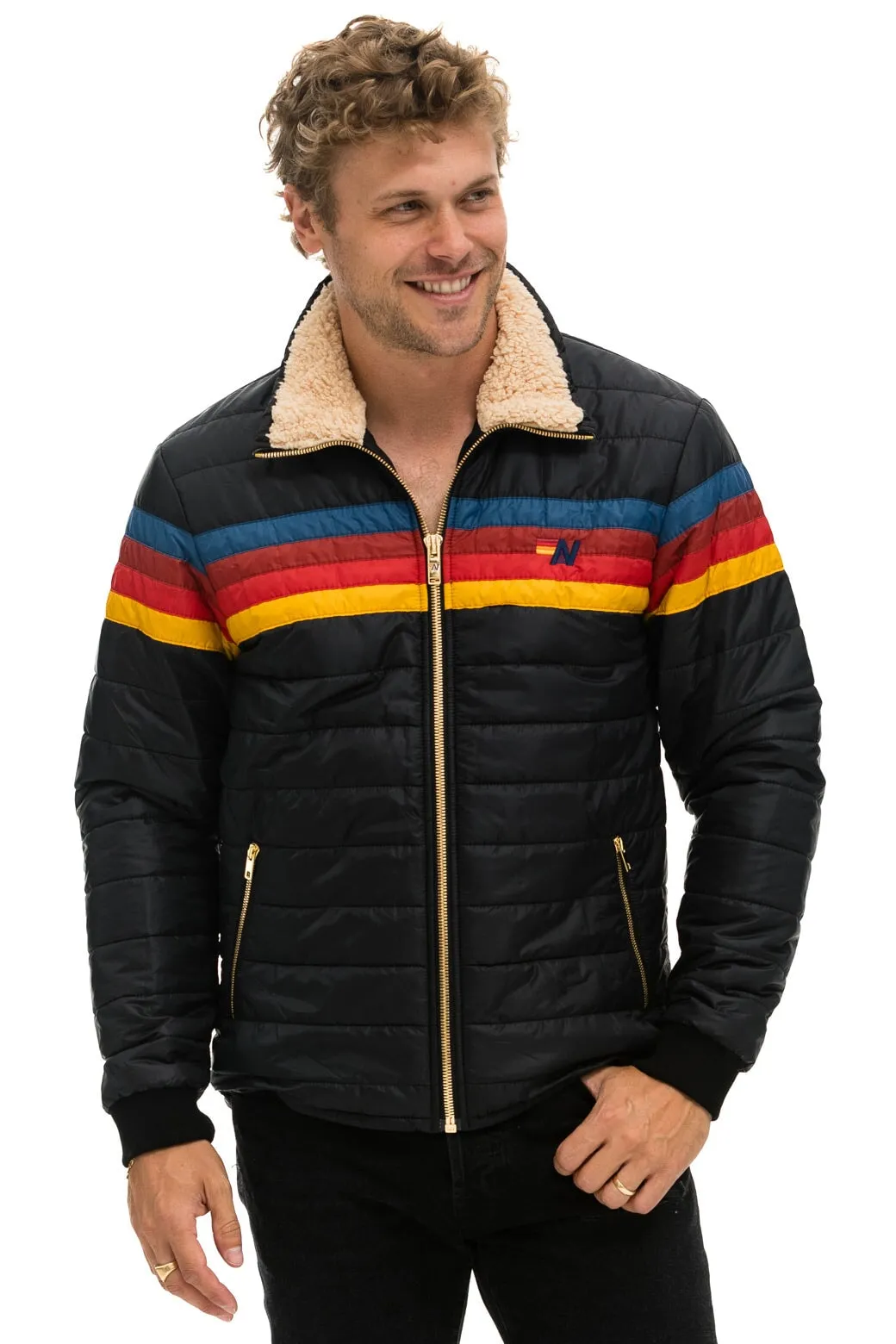 charcoal 5 stripe zip hoodie