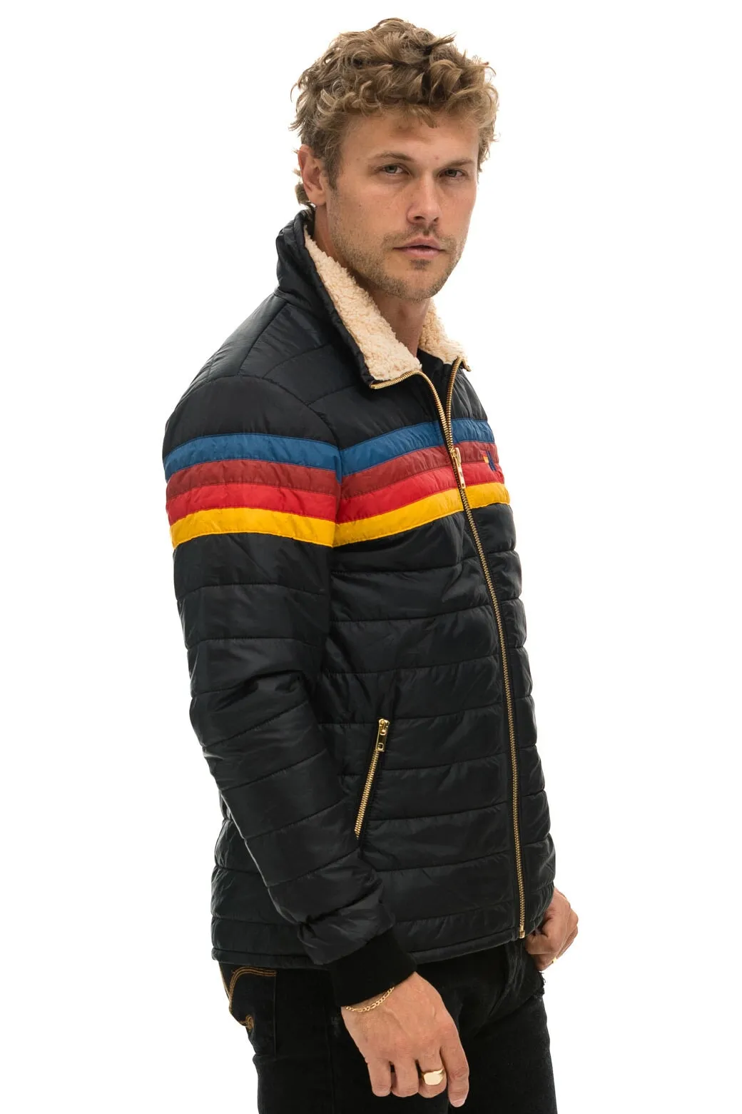 charcoal 5 stripe zip hoodie
