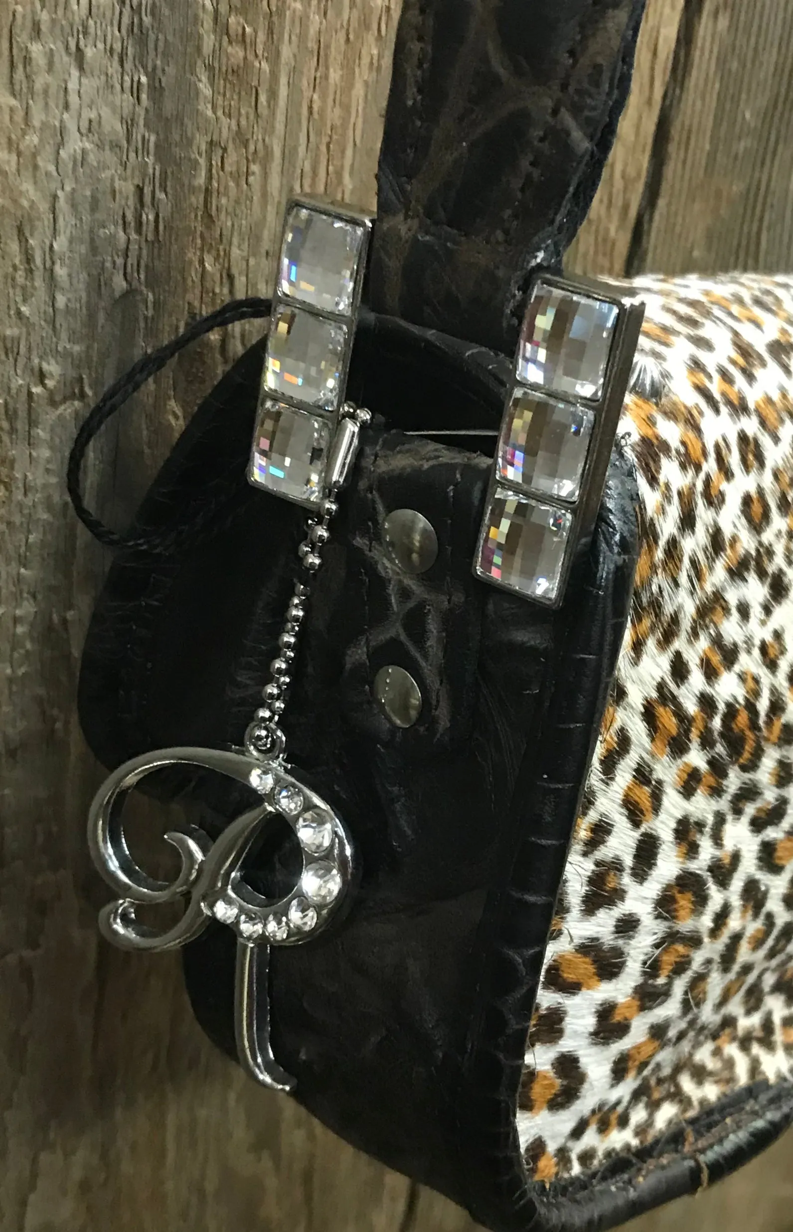 Cheetah Cowhide With Brown Leather And Concho