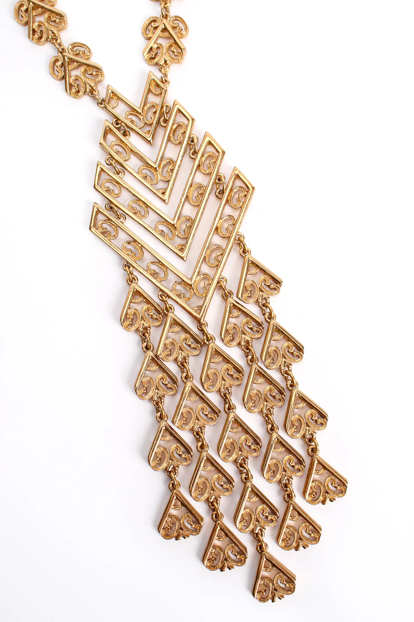 Chevron Filigree Fringe Pendant