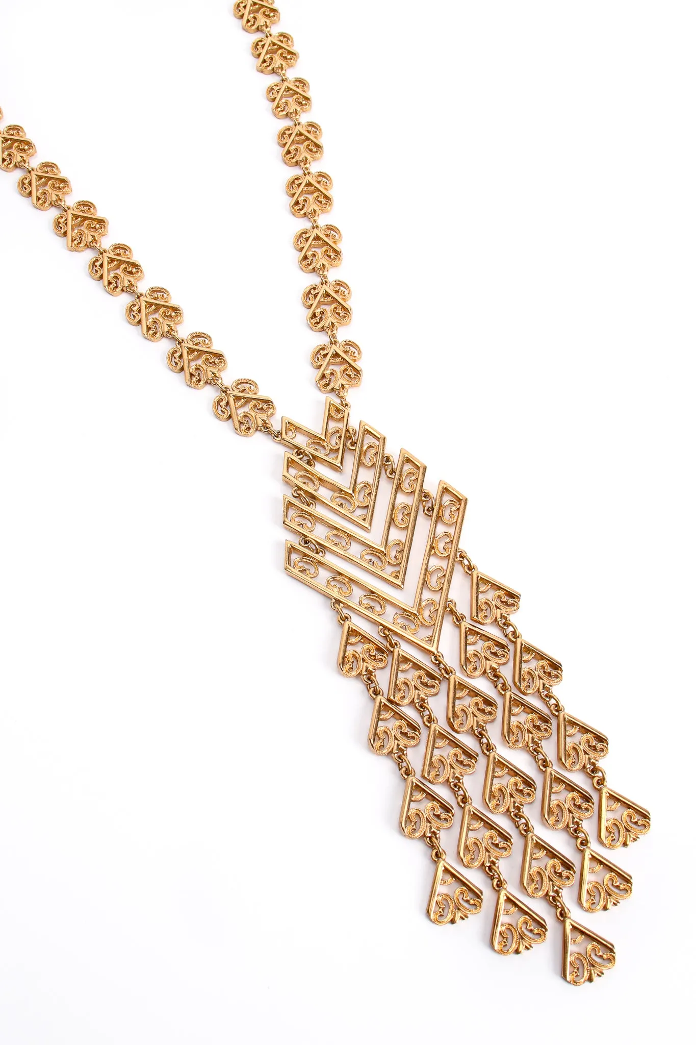 Chevron Filigree Fringe Pendant