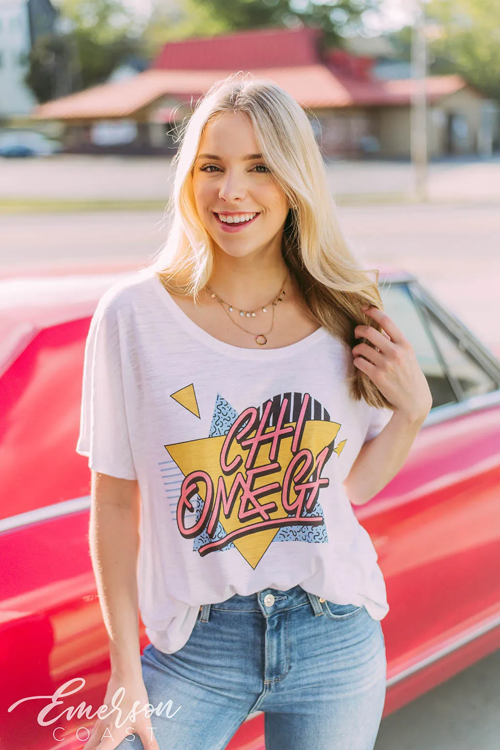 Chi Omega 90's Bid Day Slouchy Tee