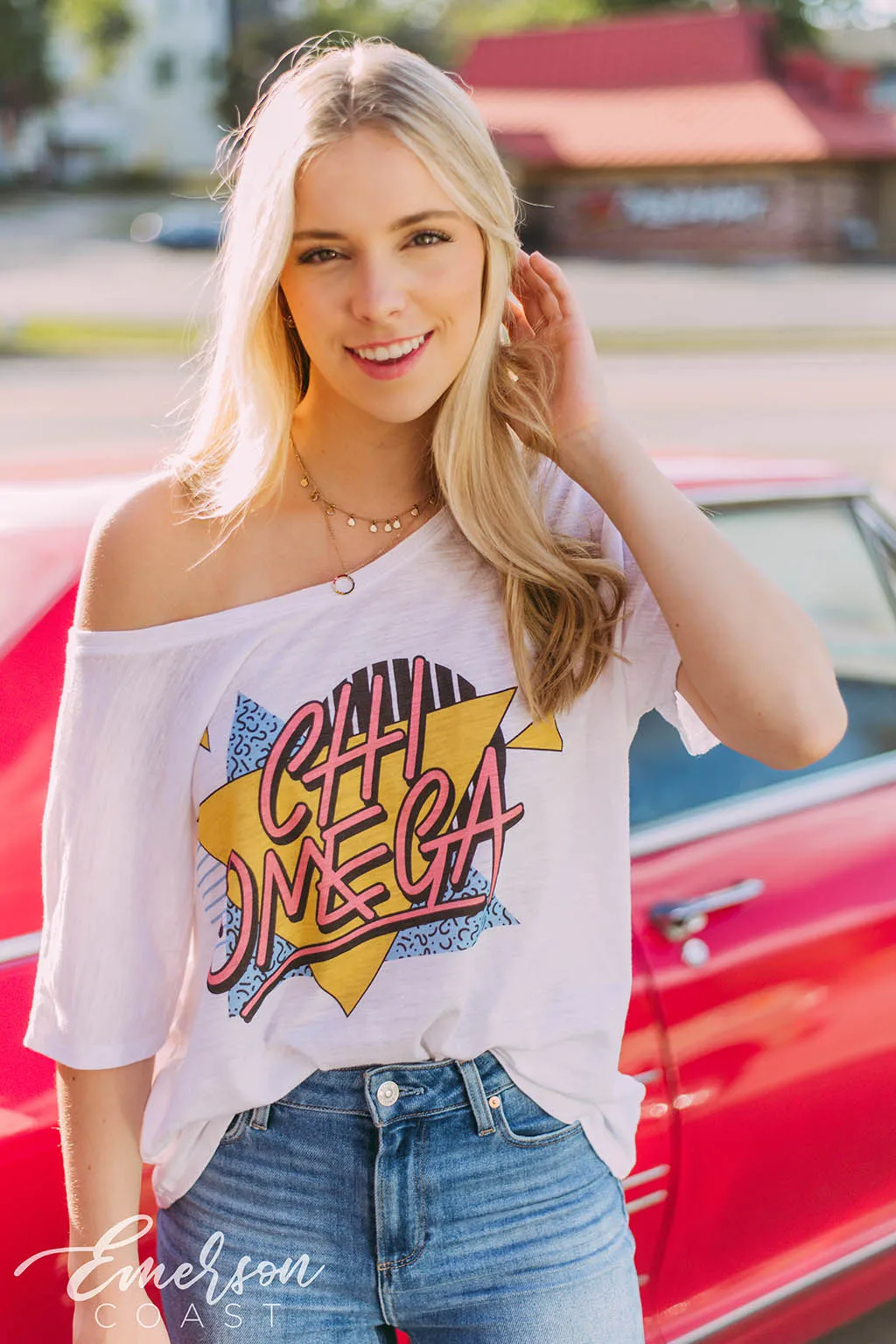 Chi Omega 90's Bid Day Slouchy Tee