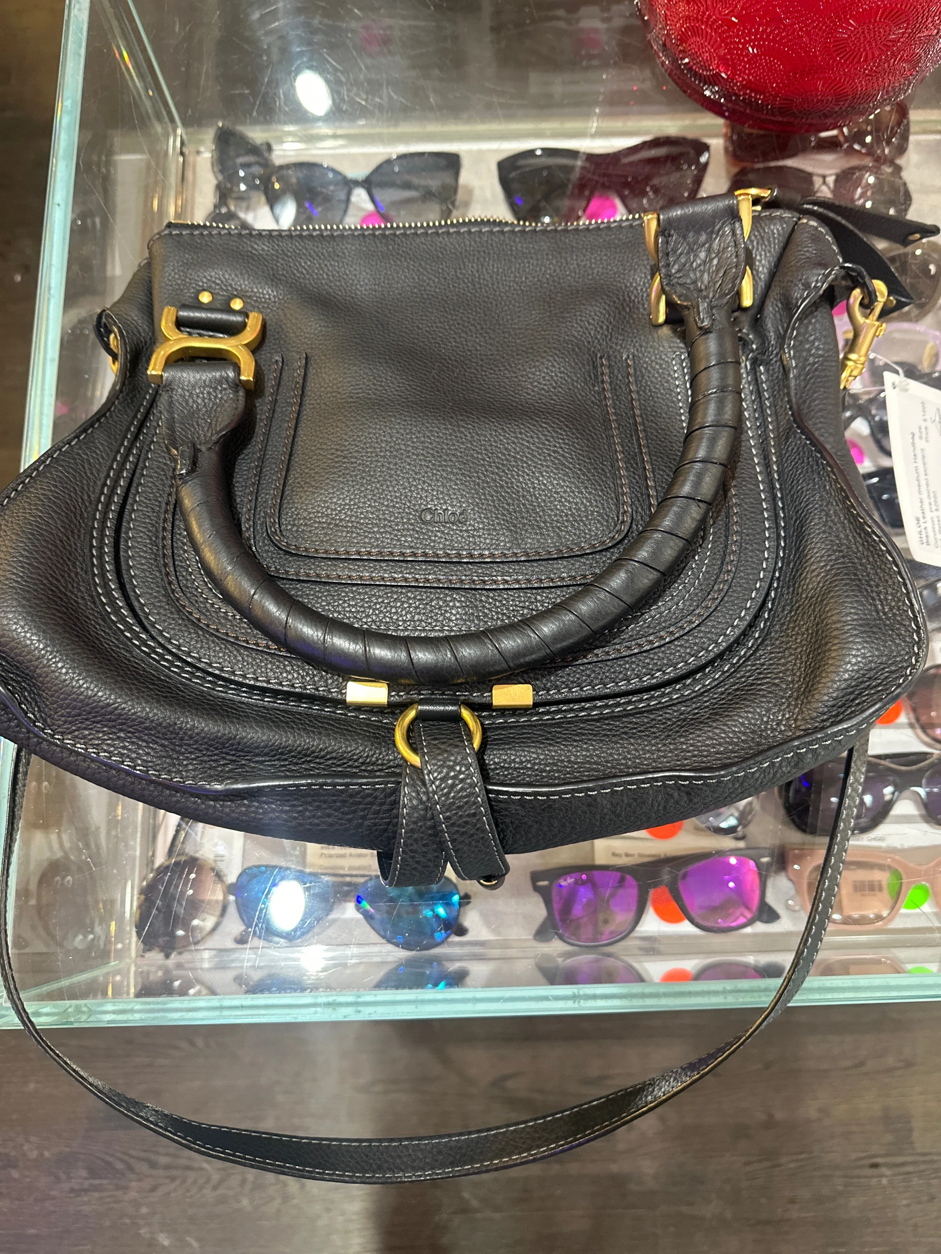 Chloe Black Leather Marcie medium Handbag