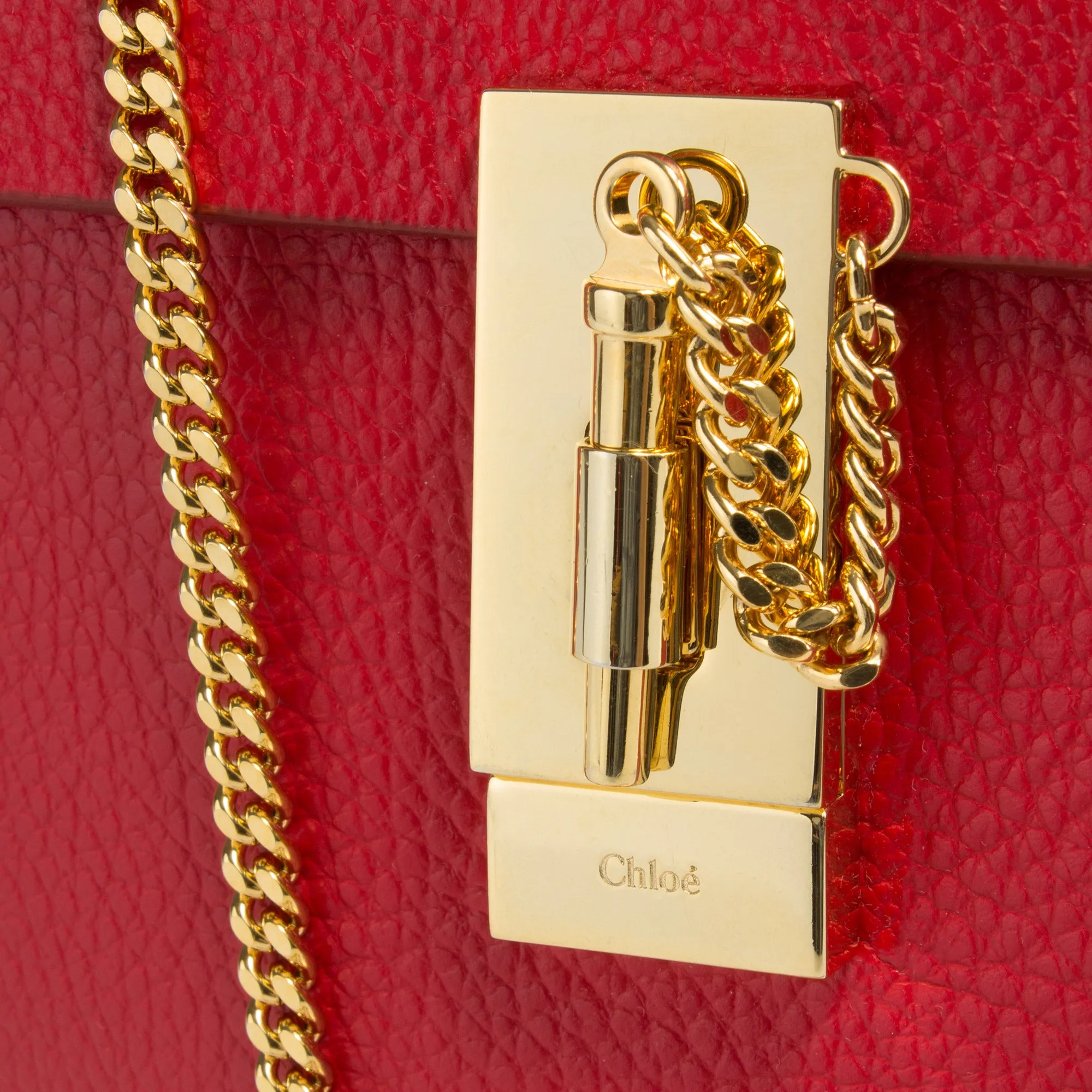 Chloe Drew Shoulder Bag | Plaid Red w/ Gold Hardware | Size Medium