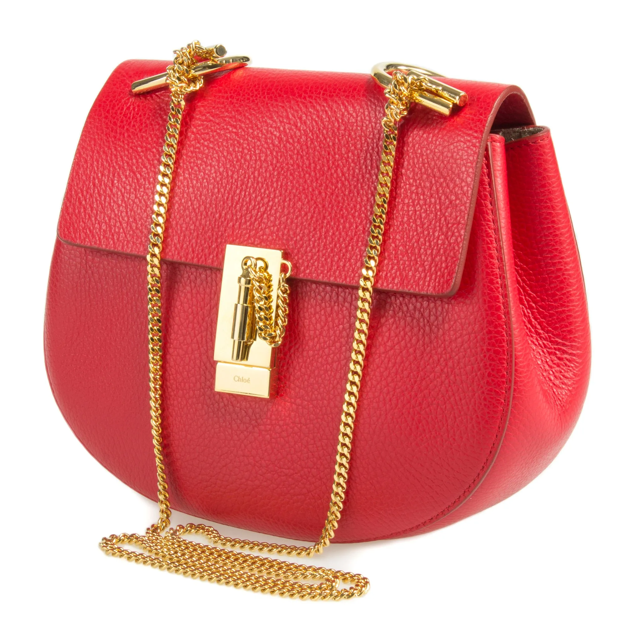 Chloe Drew Shoulder Bag | Plaid Red w/ Gold Hardware | Size Medium