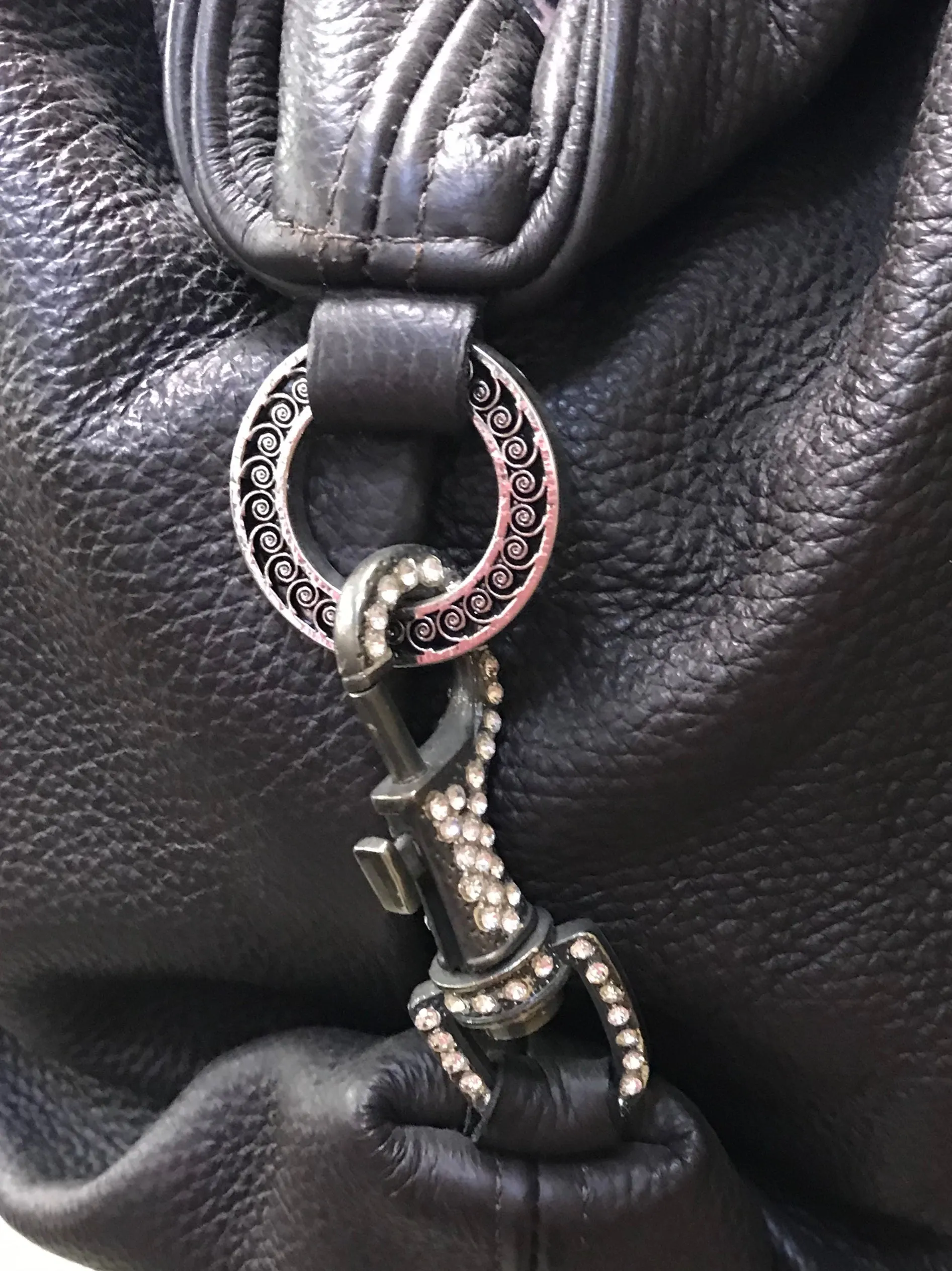 Chocolate Brown Leather With Swarovski Crystal Cross And Concho