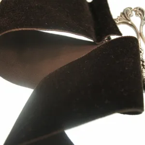 Chocolate Brown Velvet Ribbon Vintage from France 50mm