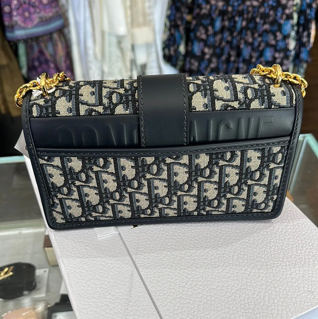 Christian Dior 30 Montaigne S Canvas Blue Flap Bag