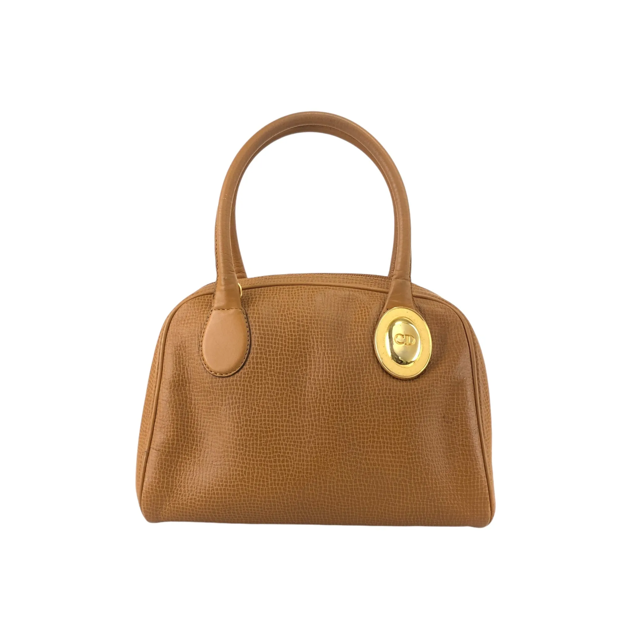 Christian Dior CD Logo Handbag Camel Vintage ns7ac5