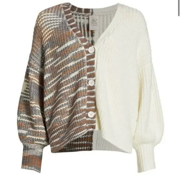 Cinq à Sept Anabella Colorblock Oversized Slouchy Cardigan size XS S1