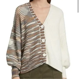 Cinq à Sept Anabella Colorblock Oversized Slouchy Cardigan size XS S1