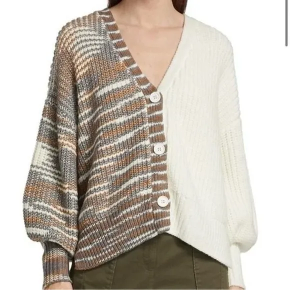 Cinq à Sept Anabella Colorblock Oversized Slouchy Cardigan size XS S1