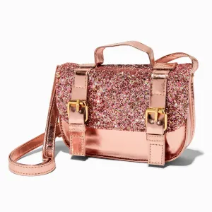 Claire's Club Rose  Glitter Crossbody Bag | Gold