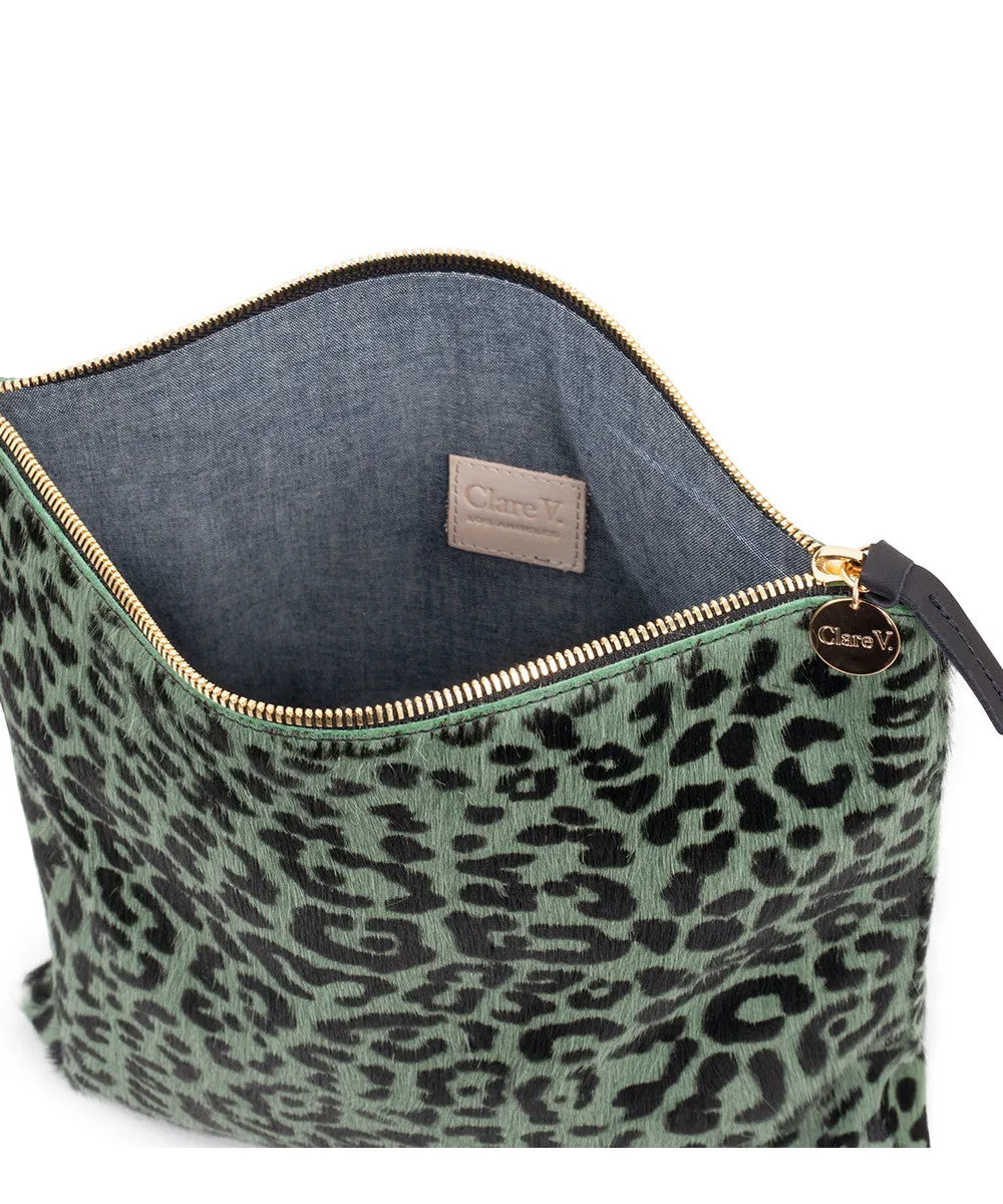 Clare V. Agave Leopard Flat Clutch