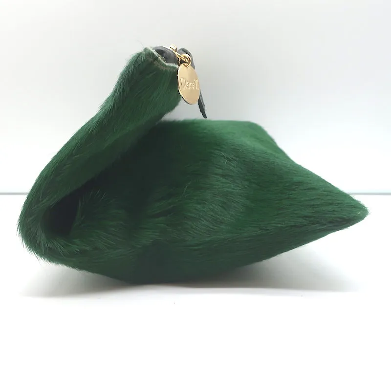 Clare V. FoldOver Clutch Green Calf Hair NEW