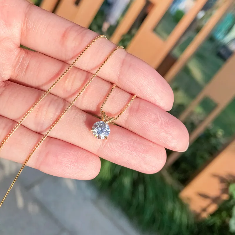 CLASSIC BRILLIANT ROUND MOISSANITE PENDANT NECKLACE
