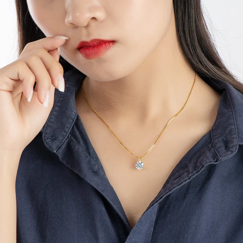 CLASSIC BRILLIANT ROUND MOISSANITE PENDANT NECKLACE