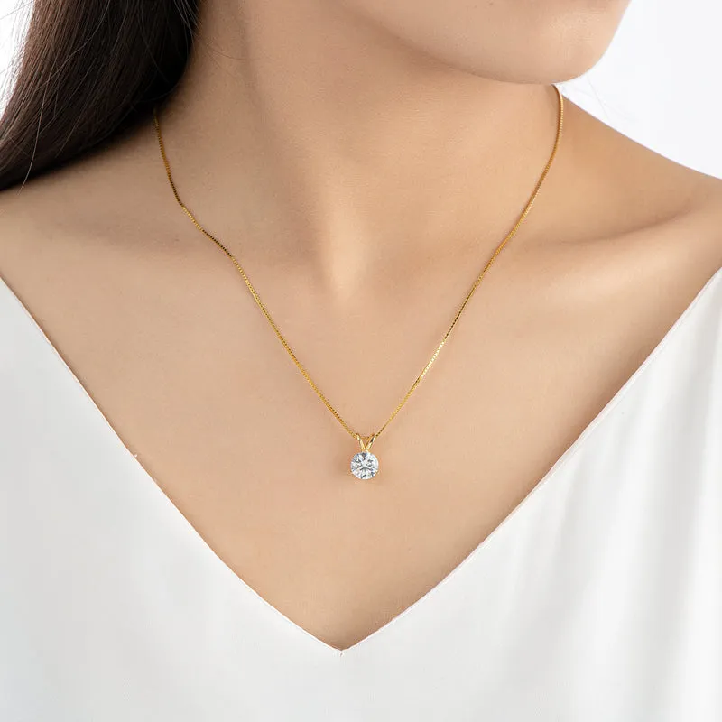 CLASSIC BRILLIANT ROUND MOISSANITE PENDANT NECKLACE