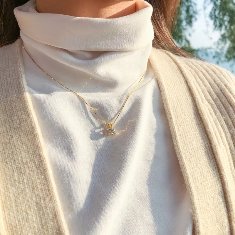 CLASSIC BRILLIANT ROUND MOISSANITE PENDANT NECKLACE