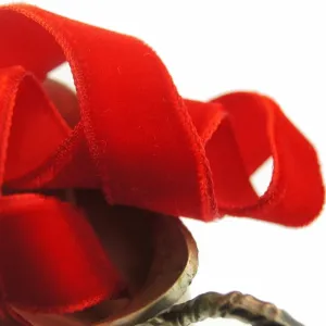 Classic Red Velvet Ribbon Vintage from France 16mm