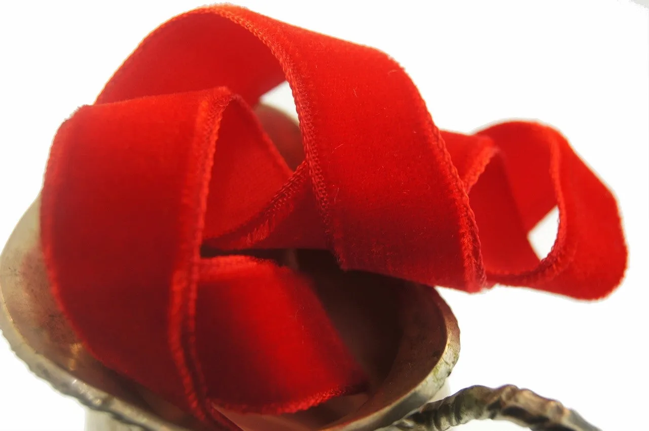 Classic Red Velvet Ribbon Vintage from France 16mm