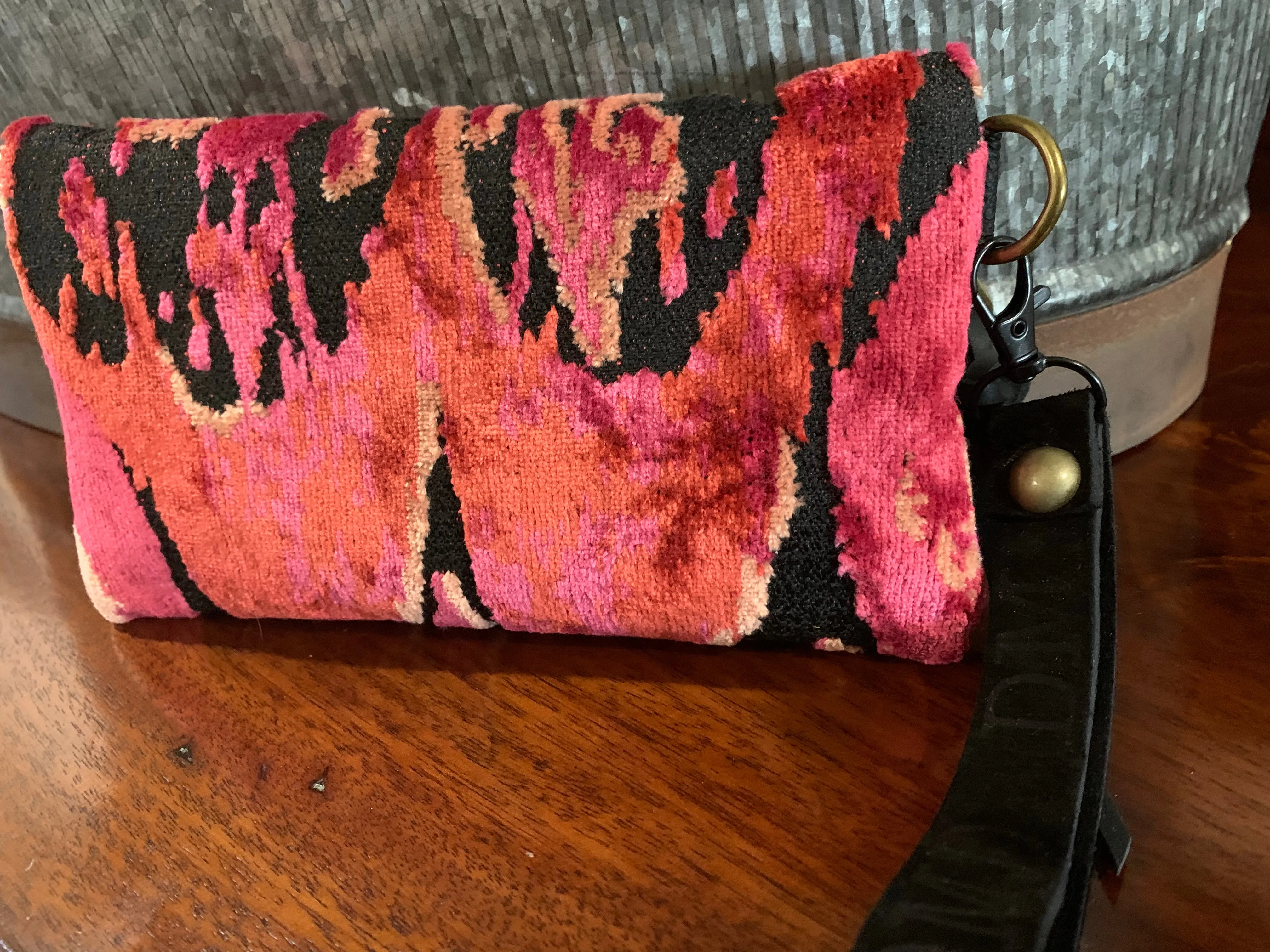 Classy Clutch with Wrist Strap Red & Black