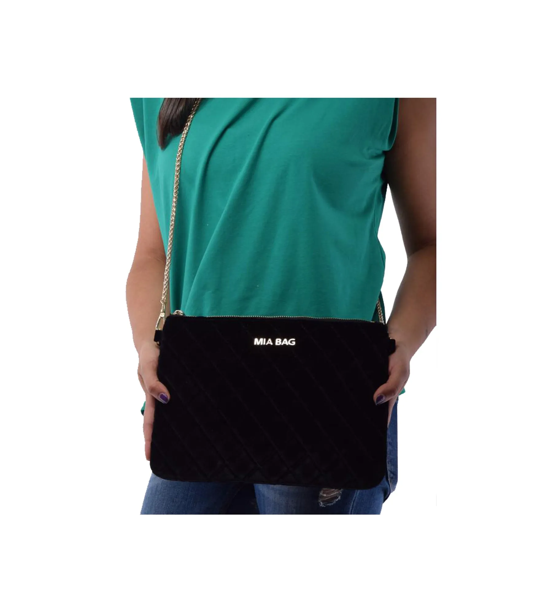 Clutch Rombi Velvet MB - Nero