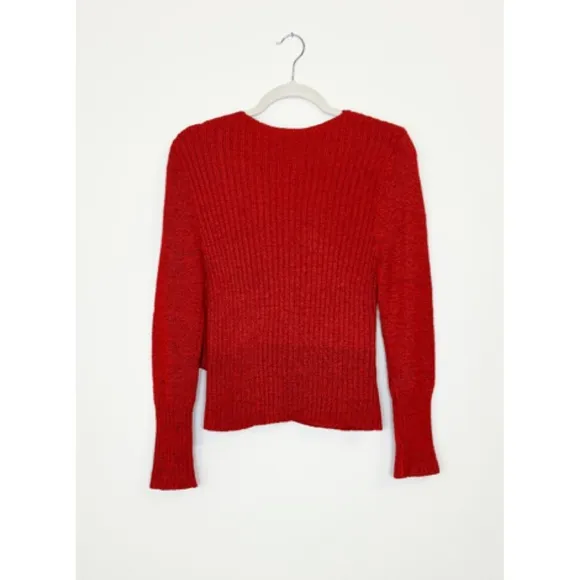 C/MEO Collective Feature Knit Crossover Sweater Top Red S