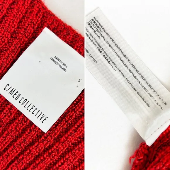 C/MEO Collective Feature Knit Crossover Sweater Top Red S