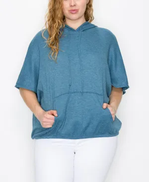 Coin 1804 Womens Plus Size Thermal Batwing Pocket Hoodie 2090XAFC
