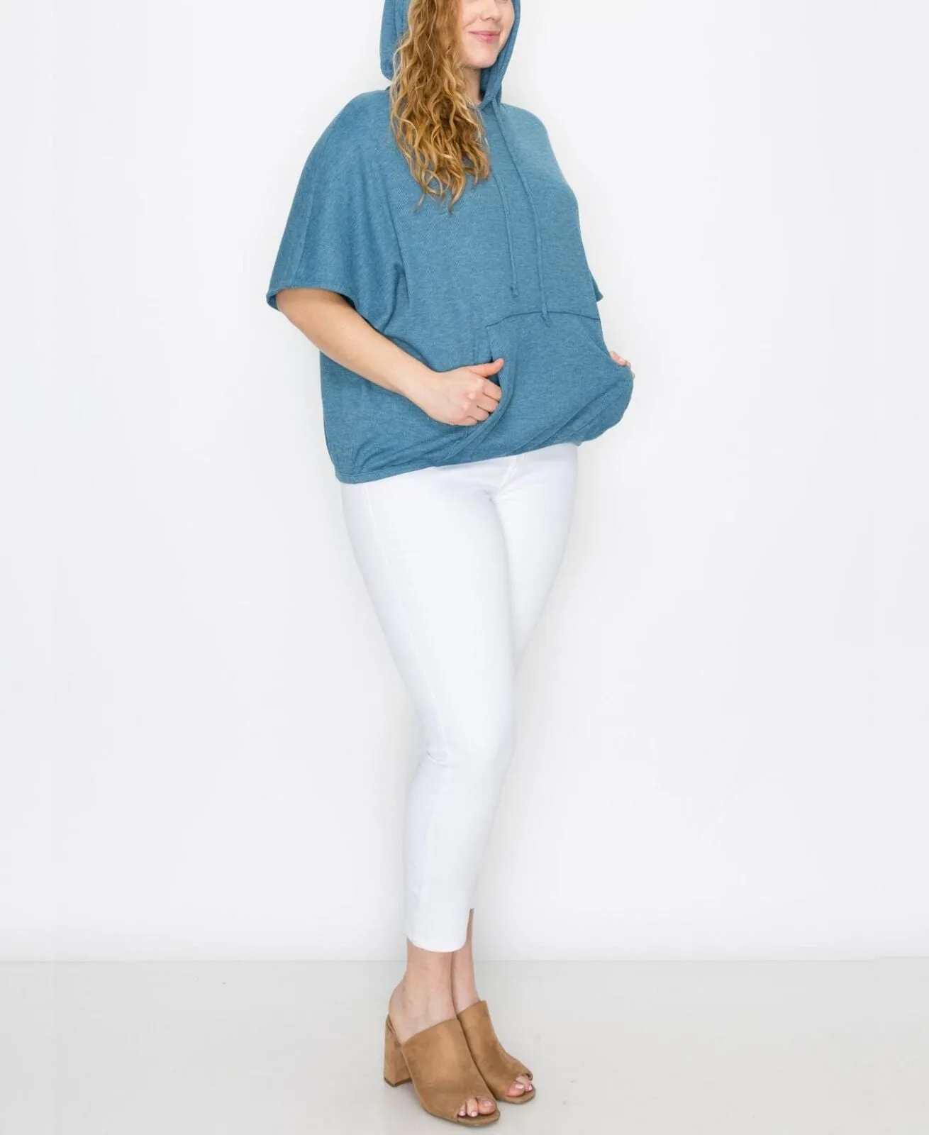 Coin 1804 Womens Plus Size Thermal Batwing Pocket Hoodie 2090XAFC
