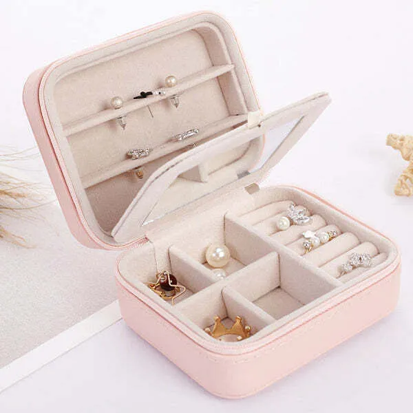Color: GRAY - Cool Jewels A Palm Sized Compact Jewelry Box