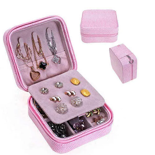Color: PINK - Cool Jewels A Palm Sized Compact Jewelry Box