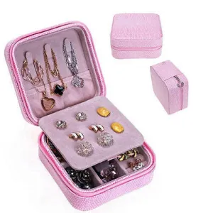 Color: PINK - Cool Jewels A Palm Sized Compact Jewelry Box
