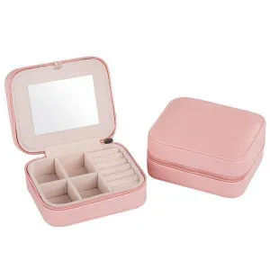 Color: POWDER PINK - Cool Jewels A Palm Sized Compact Jewelry Box