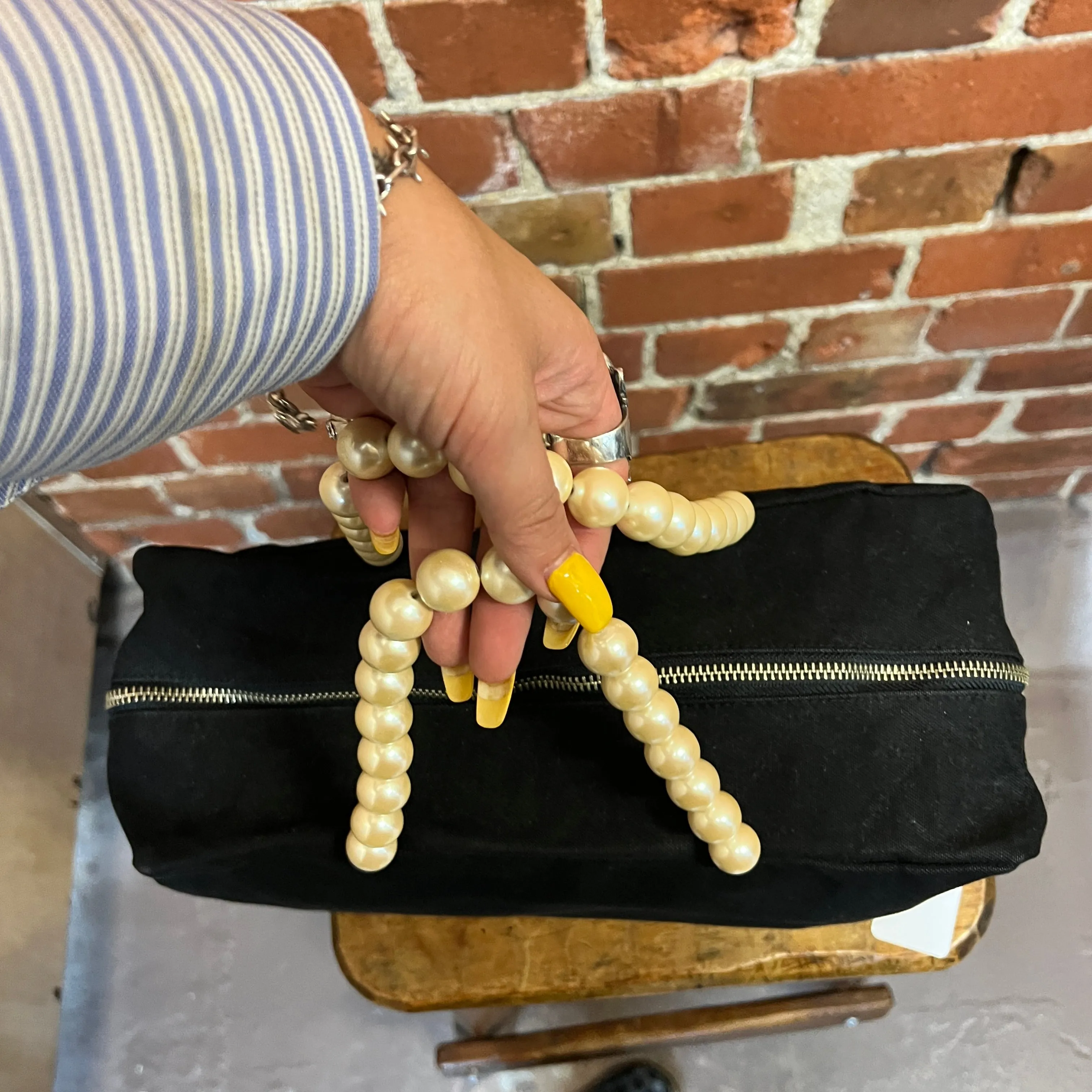 COMME DES GARCONS 1990s pearl handle handbag