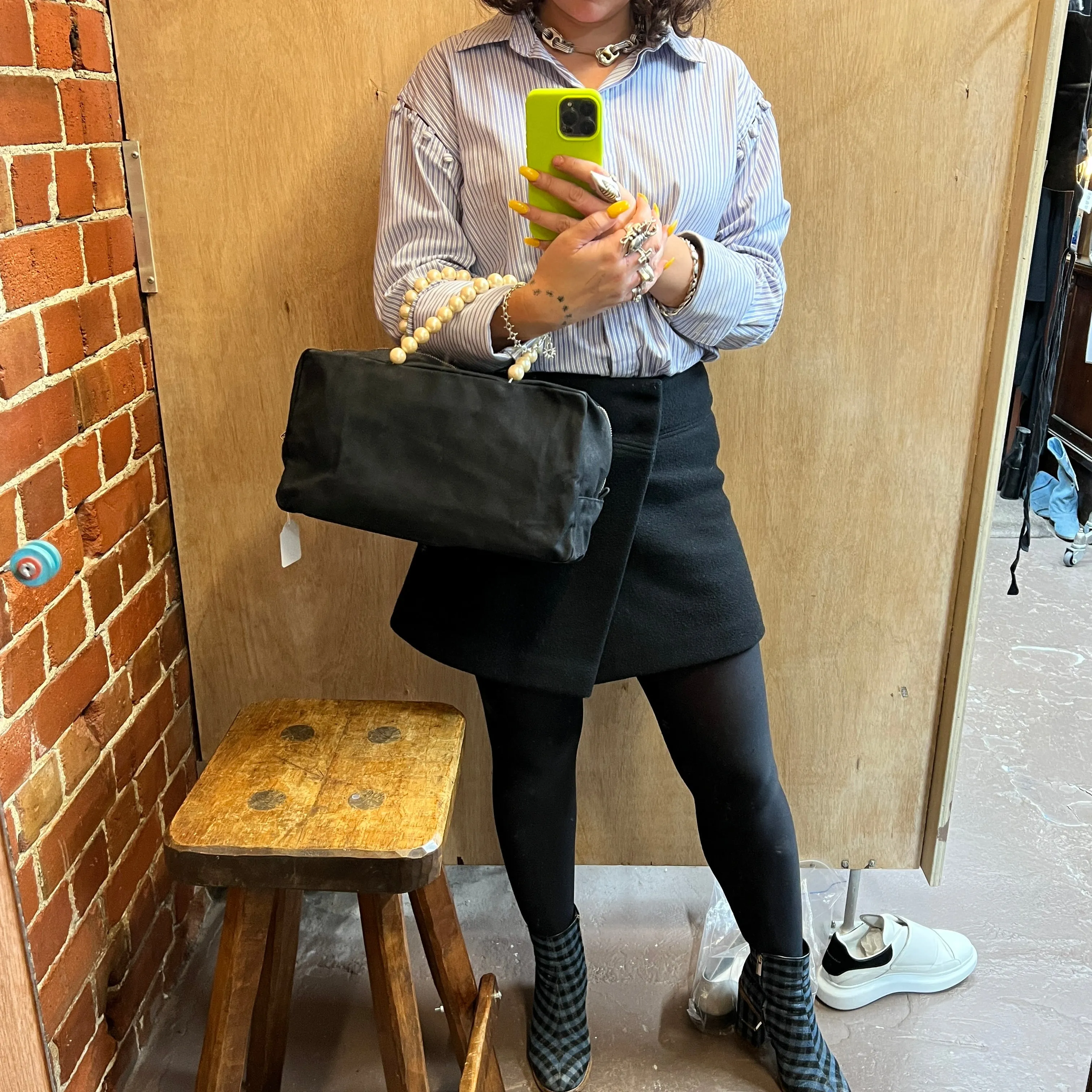 COMME DES GARCONS 1990s pearl handle handbag
