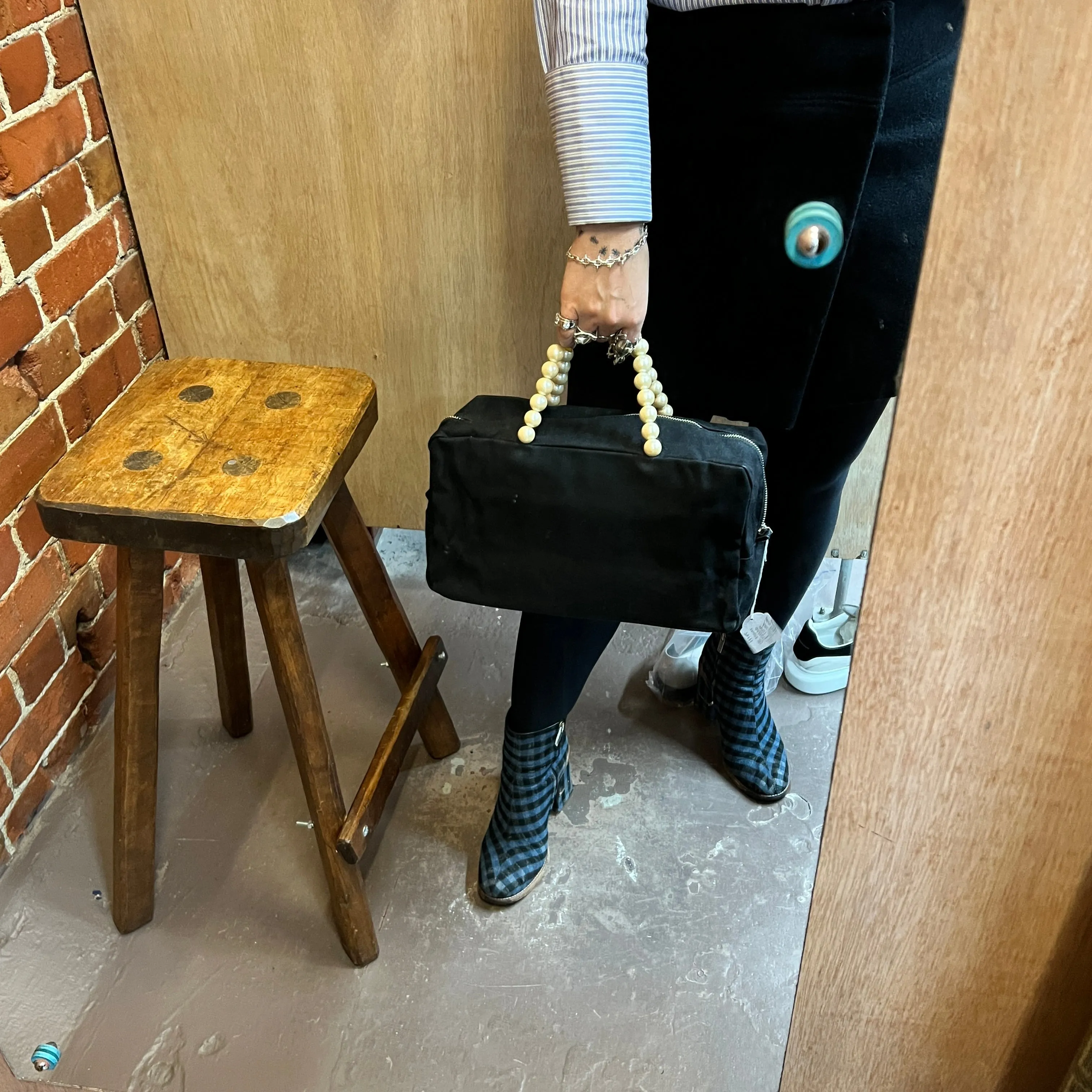 COMME DES GARCONS 1990s pearl handle handbag