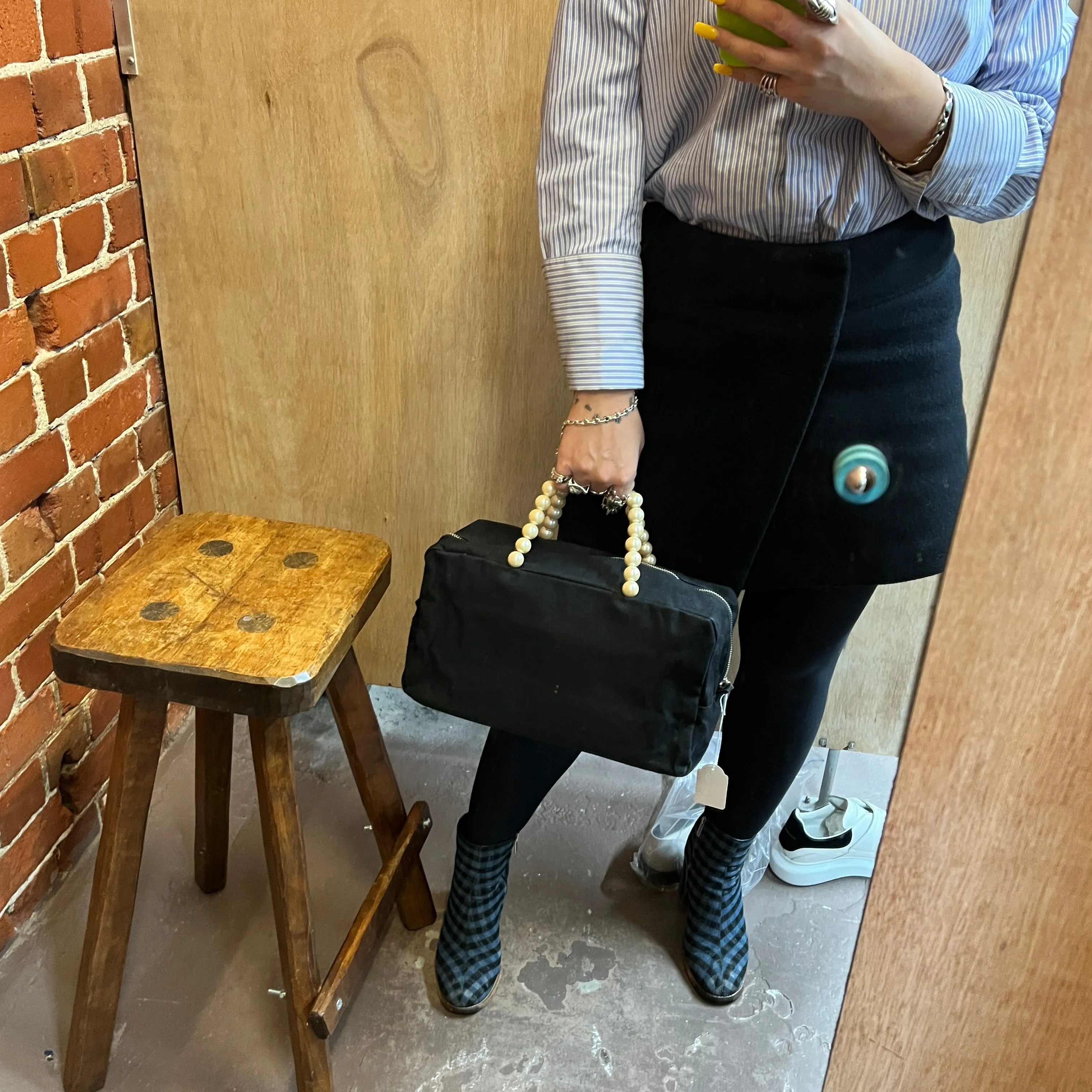 COMME DES GARCONS 1990s pearl handle handbag